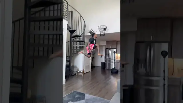 'Video thumbnail for (355) indoor basketball wall dunks'