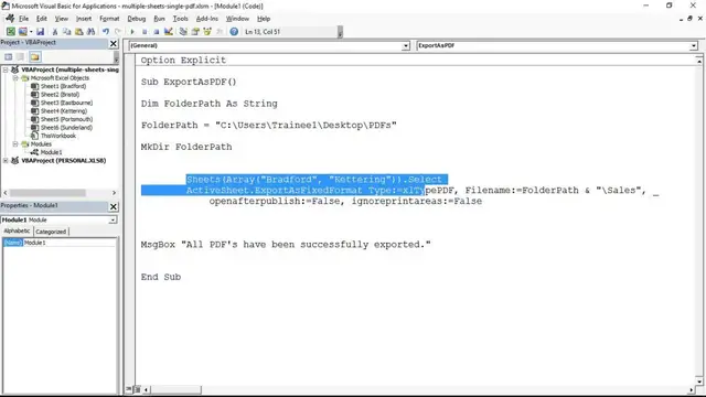 'Video thumbnail for Export Multiple Sheets to a Single PDF - Excel VBA'