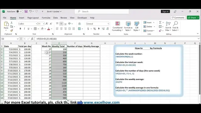 'Video thumbnail for How to Calculate Weekly Average by Formula in Excel'