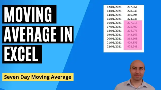 'Video thumbnail for Moving Average in Excel (Seven-Day Rolling Average)'