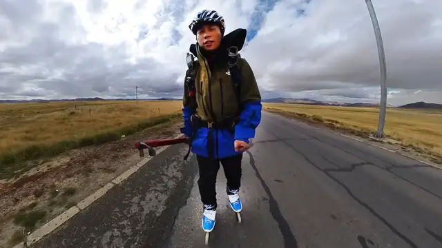 'Video thumbnail for Roller skater has 'unique' look on life after seven month journey'