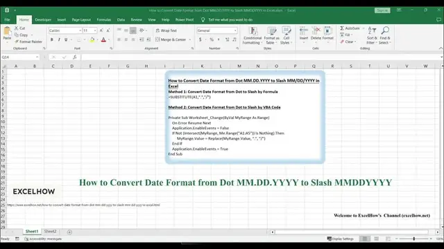 'Video thumbnail for How to Convert Date Format from Dot MM DD YYYY to Slash MMDDYYYY in Excel'