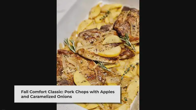 'Video thumbnail for Pork Chops with Apples and Caramelized Onions - Krystel's Cooking'