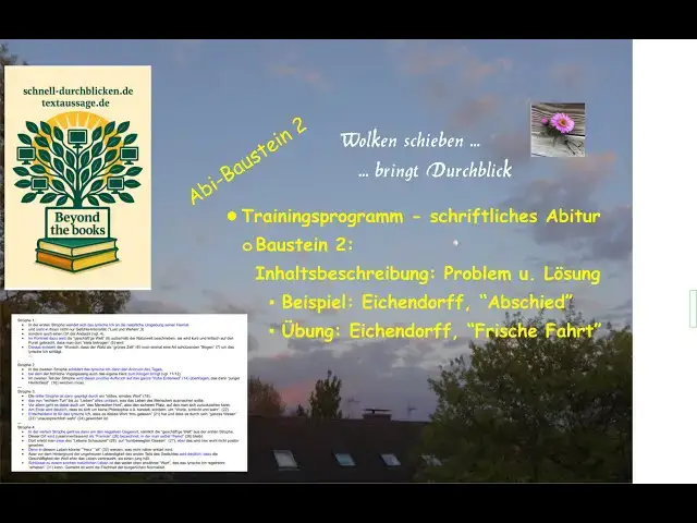 'Video thumbnail for Gedicht - Inhaltsbeschreibung - Abi-Baustein Nr. 2 - hilfreiche Formulierungen schaffen Sicherheit'