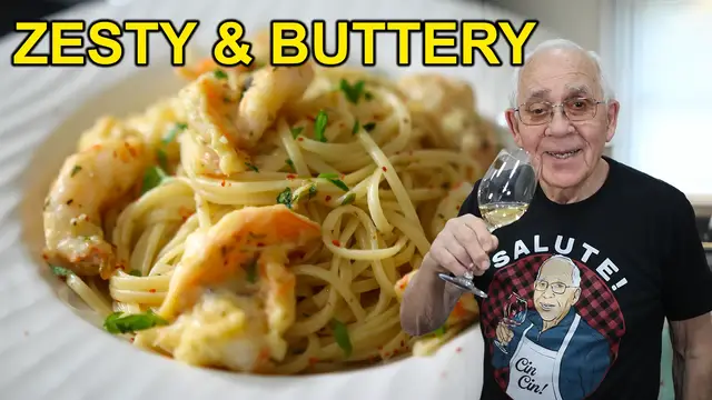 'Video thumbnail for Spaghetti Shrimp Francese – Buttery, Bright & Irresistible!'