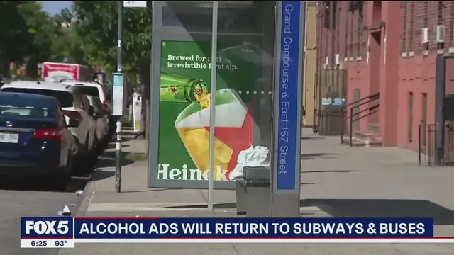 'Video thumbnail for Alcohol ads are coming to a subway and bus near you'