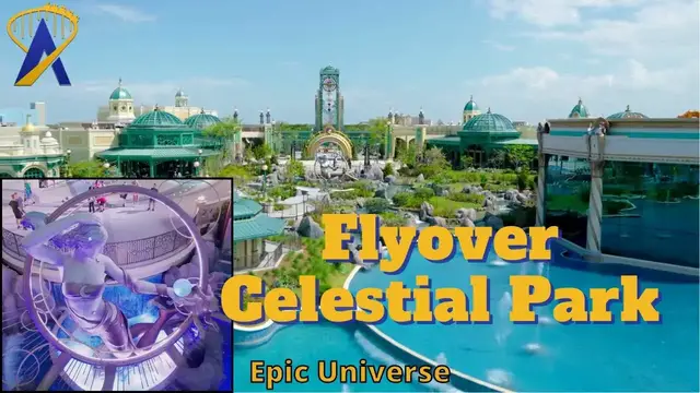 'Video thumbnail for Beautiful Drone Flyover Celestial Park at Epic Universe'