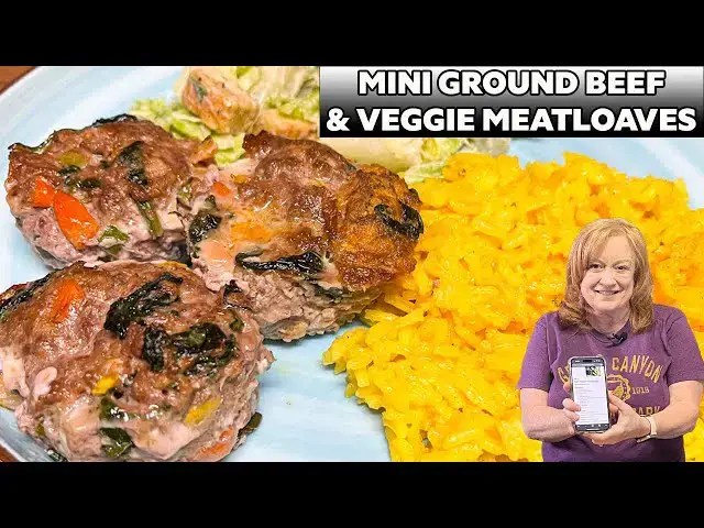 'Video thumbnail for MINI GROUND BEEF & Veggie Meatloaf Muffins'