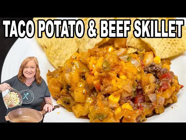 'Video thumbnail for Taco Potato & Ground Beef Skillet 30 Minute Meal Idea'