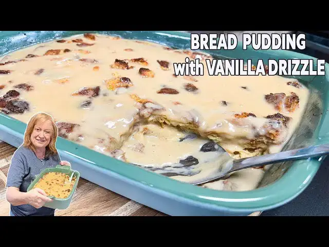 'Video thumbnail for Delicious BREAD PUDDING with VANILLA DRIZZLE Dessert'