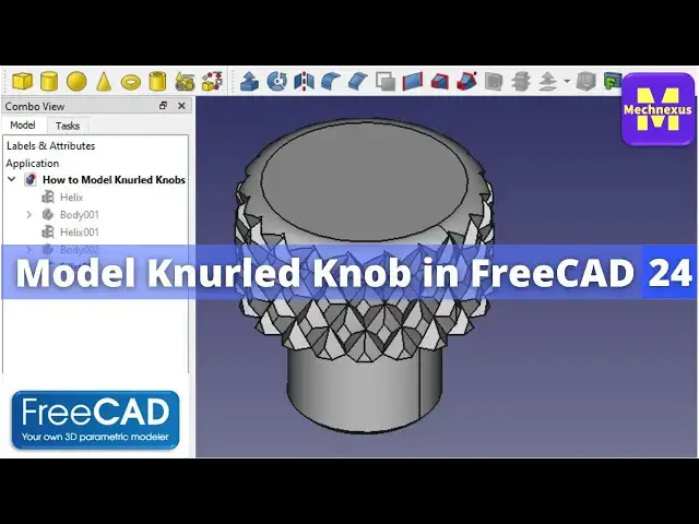 'Video thumbnail for Model Knurled Knob in FreeCAD | FreeCAD Tutorial | FreeCAD Part Design | FreeCAD Part |'