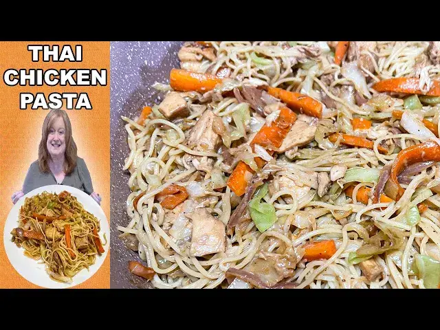 'Video thumbnail for Easy THAI PEANUT CHICKEN PASTA'