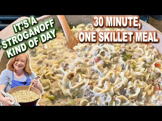 'Video thumbnail for It's a STROGANOFF Kind of Day, A 30 Minute One Pot Ground Beef Meal'