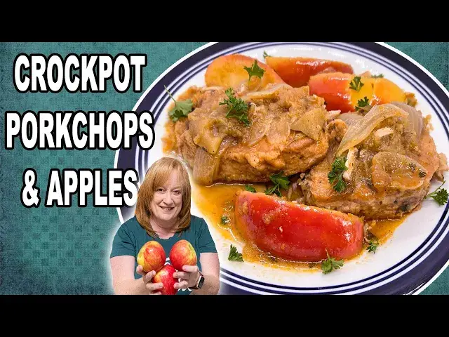 'Video thumbnail for PORK CHOPS, APPLES & Apple Sauce CROCKPOT Recipe | Fall Cooking With APPLES'