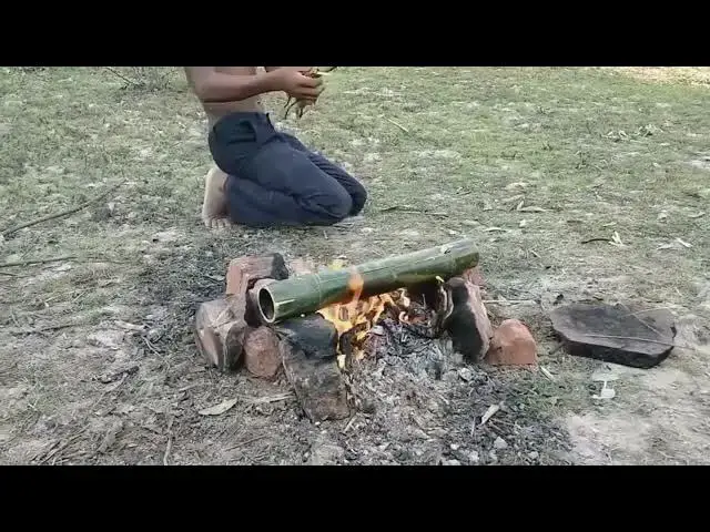 'Video thumbnail for Amazing idea: Using Bamboo to cook eggs'
