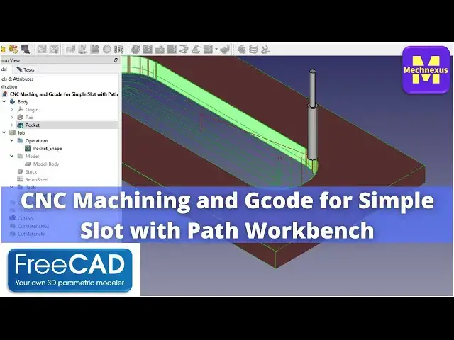 'Video thumbnail for CNC Machining and Gcode for Simple Slot | FreeCAD Path Workbench | FreeCAD Tutorial | FreeCAD Gcode|'
