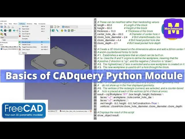 'Video thumbnail for Basics of CADquery Python Module | FreeCAD Python | Python Programming|'