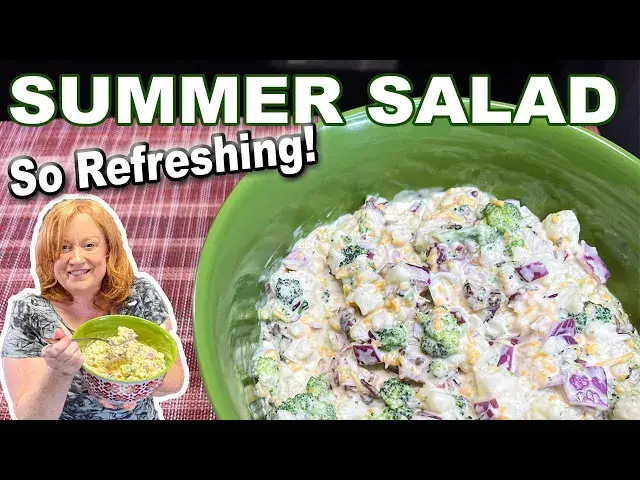 'Video thumbnail for Broccoli & Cauliflower Summer Salad with Creamy Dressing'