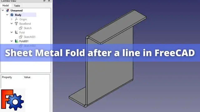 'Video thumbnail for Sheet Metal Fold after a line in FreeCAD'