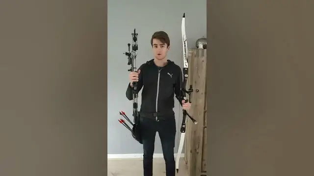 'Video thumbnail for WHAT SHOOTS FASTER a compound bow or a recurve bow? #shorts'