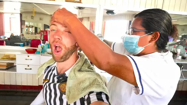 'Video thumbnail for Nicaraguan LADY BARBER Gives HEAD SHAVE & MASSAGE in Granada, Nicaragua!!'