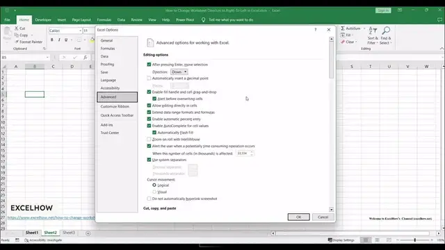 'Video thumbnail for How to Change Worksheet Directon to Right To Left in Excel'