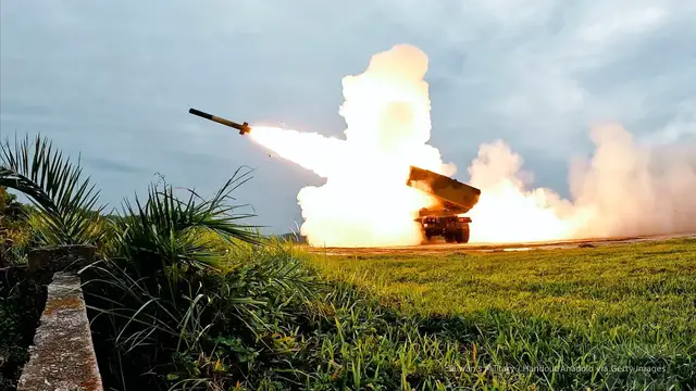 'Video thumbnail for Taiwan tests HIMARS, US-made rocket system capable of hitting China'