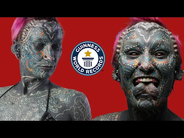 'Video thumbnail for Most Tattooed Woman With 99.98% Coverage'