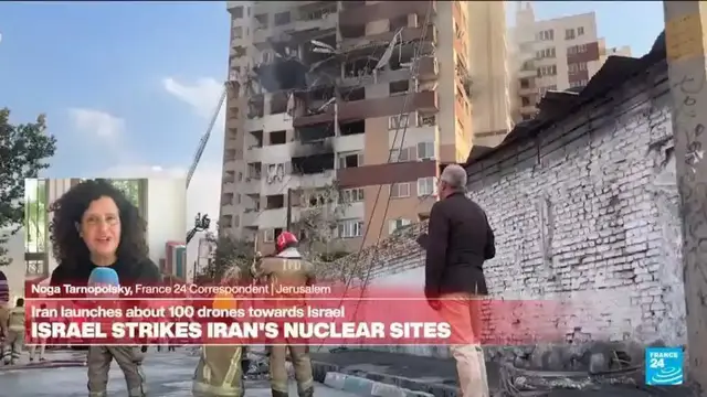 'Video thumbnail for Tehran launches about 100 drones towards Israel after Iran's nuclear sites hit'
