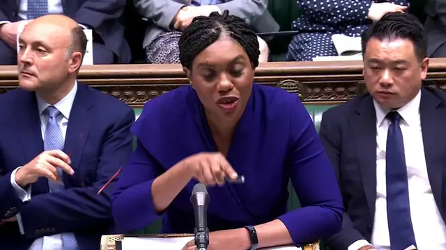 'Video thumbnail for PMQs: Rachel Reeves left shaking her head as Kemi Badenoch takes aim at Labour's 'lack of growth''