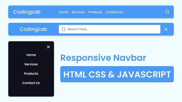 'Video thumbnail for Create a Responsive Navigation Bar with Search Box in HTML CSS & JavaScript _  Responsive Navbar'