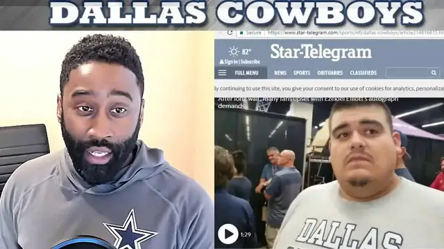 'Video thumbnail for Law Nation Sports: ezekiel elliott annoys dallas cowboys fans in fort worth: autograph policy & merchandise deals'