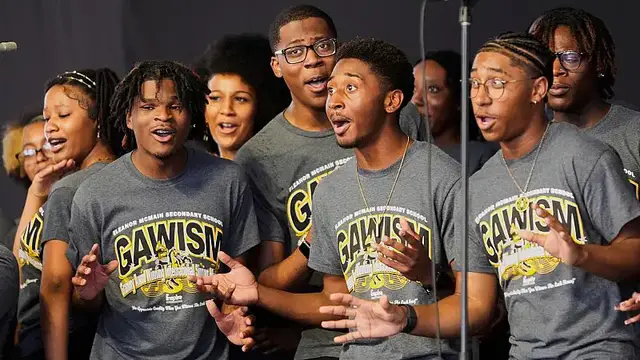 'Video thumbnail for Student gospel singers take stage at New Orleans festival known for celebrity acts'