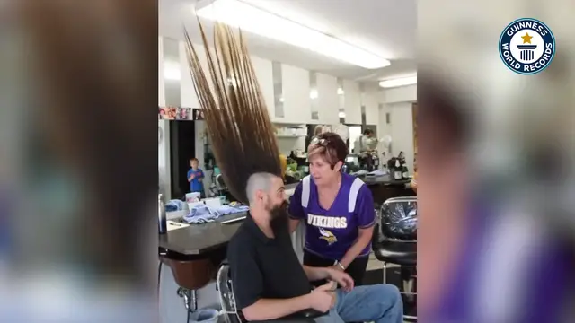 'Video thumbnail for Mohawk marvel, Joe Grisamore's record-setting hairstyle'