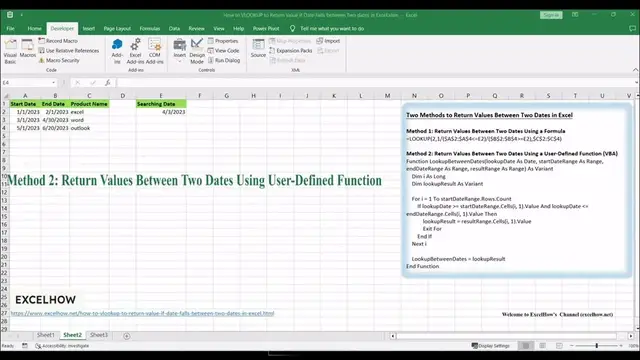 'Video thumbnail for How to VLOOKUP to Return Value if Date Falls between Two dates in Excel'