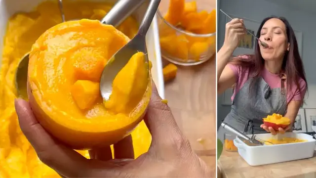 'Video thumbnail for Helado de mango cremoso y saludable en pocos minutos, sin maquina'