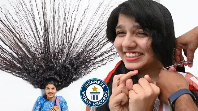 'Video thumbnail for Teen with record-breaking hair didn't cut it for 12 years!'