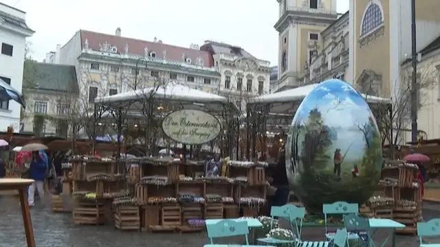 'Video thumbnail for 'An old tradition': Thousands of colourful eggs on display at Vienna Easter market'