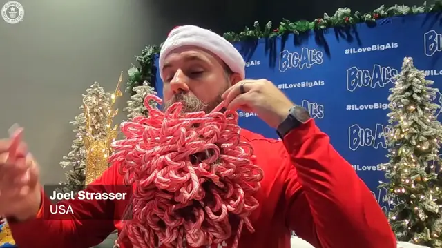 'Video thumbnail for Most candy canes in a beard'