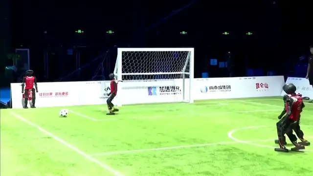 'Video thumbnail for WATCH: Beijing hosts world’s first AI robot football match – ‘Maybe a team England could beat!’'