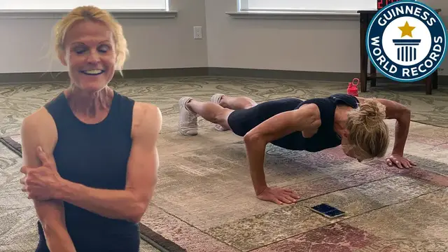 'Video thumbnail for American Grandma sets new record for most push ups in one hour'