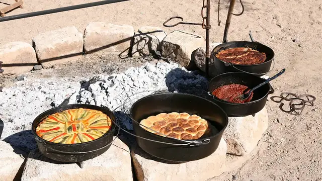 'Video thumbnail for Dutch Oven Peach Cobbler Cooking Lesson'