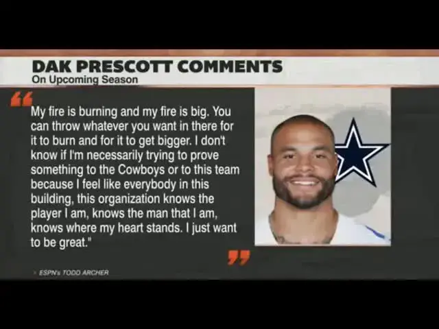 'Video thumbnail for law nation sports: dak prescott's fiery ambition for dallas cowboys' greatness'