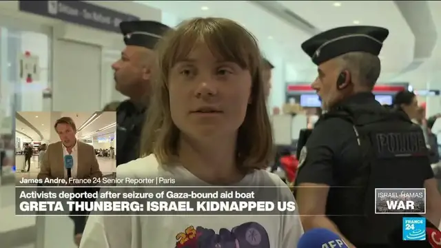 'Video thumbnail for Sweden's Greta Thunberg accuses Israel of kidnapping in international waters'