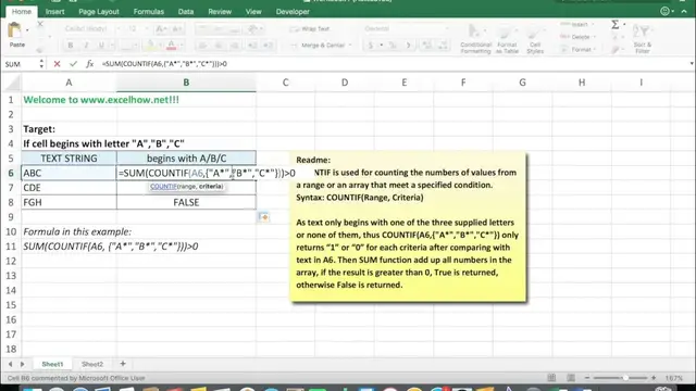 'Video thumbnail for Excel   If cell begins with a or b or c'