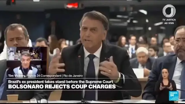 'Video thumbnail for Brazil's Bolsonaro rejects charges in coup trial'