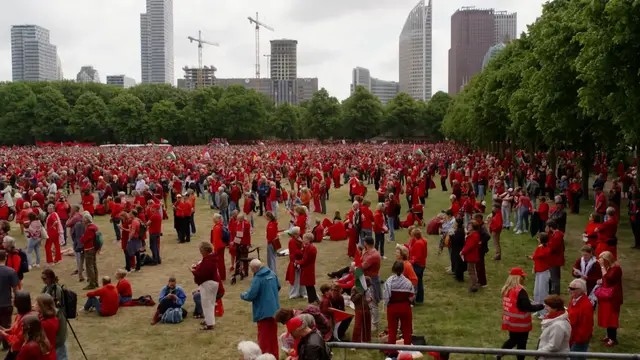 'Video thumbnail for Protesters pressure Dutch govt with ‘red line’ Gaza demonstration'