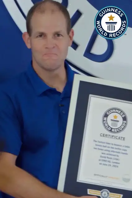'Video thumbnail for Record shattered, fastest time to hit 10 bottle caps with a ping pong ball'