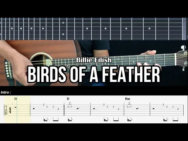 'Video thumbnail for Birds of a Feather - Billie Eilish | EASY Guitar Tutorial - Guitar Lessons TABS'