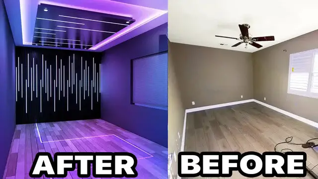 'Video thumbnail for frenchiefries: transforming my empty room into a dream gaming bedroom with led lights & diy renovation!'